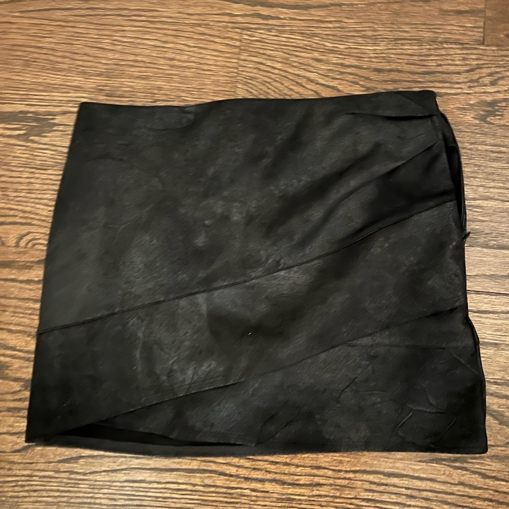 Black leather mini skirt